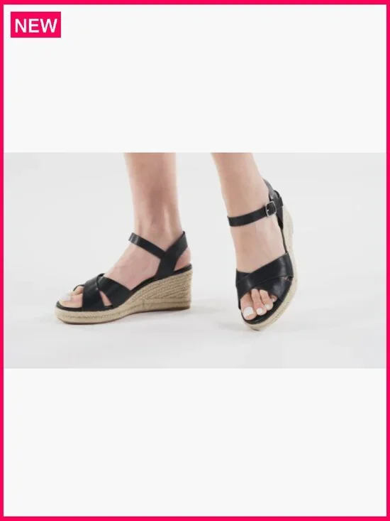 Espadrille Wedge Sandals with Adjustable Buckle, Platform Heels - Picture 7 of 7